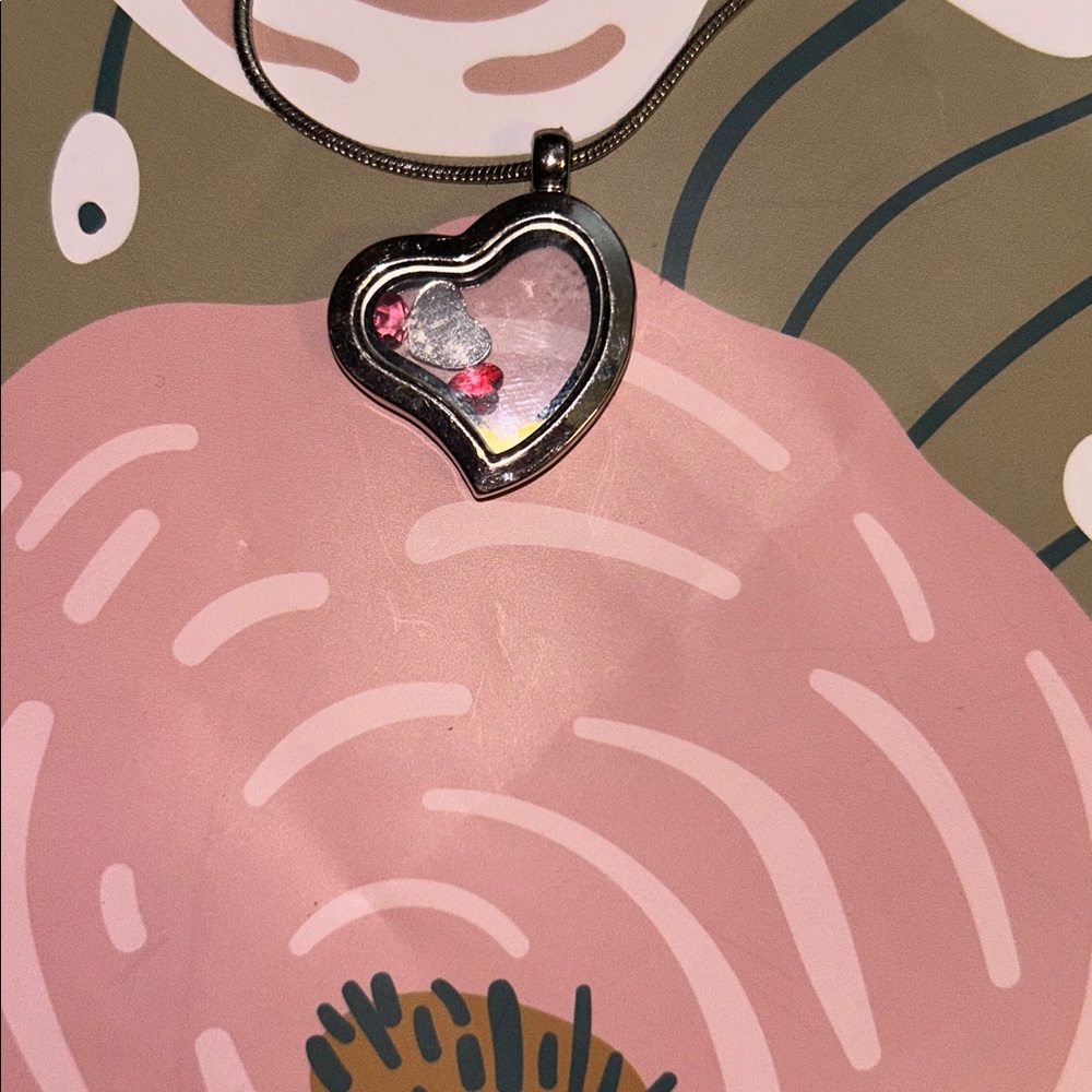 Origami Heart Floating Locket Interchangeable Cha… - image 5